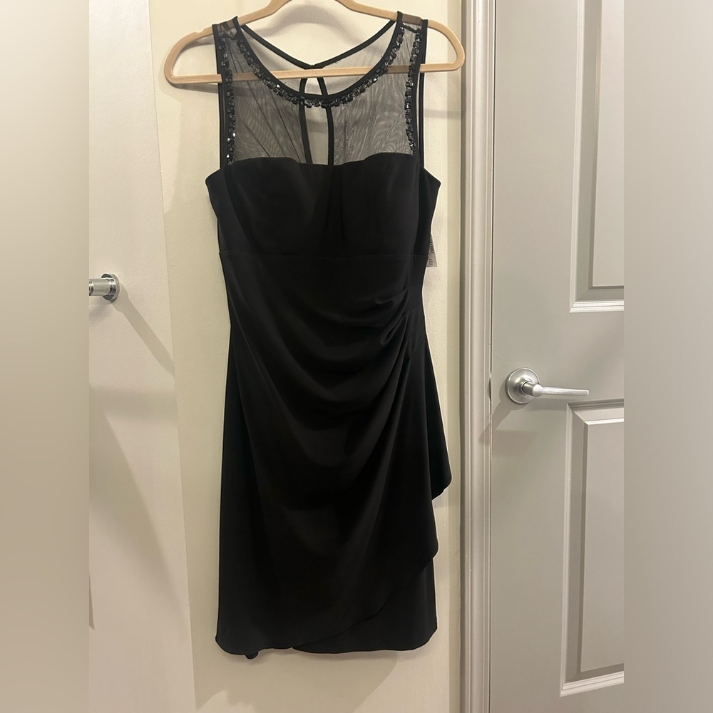 C EST 1946 Women’s Mini Dress 12 Black Mesh Sleeveless Dressbarn